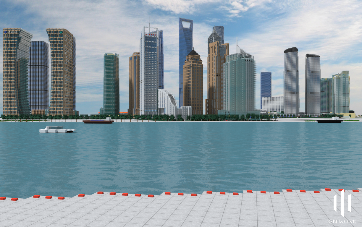 (GN)“The Manhattan of China”---shanghai lujiazui financial district 1:2scale Minecraft Map